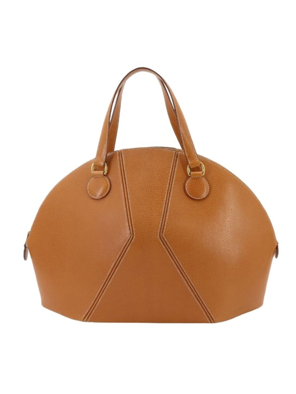 Hermes Il de Bowe Hand Bag Pigskin Brown Vintage Gold